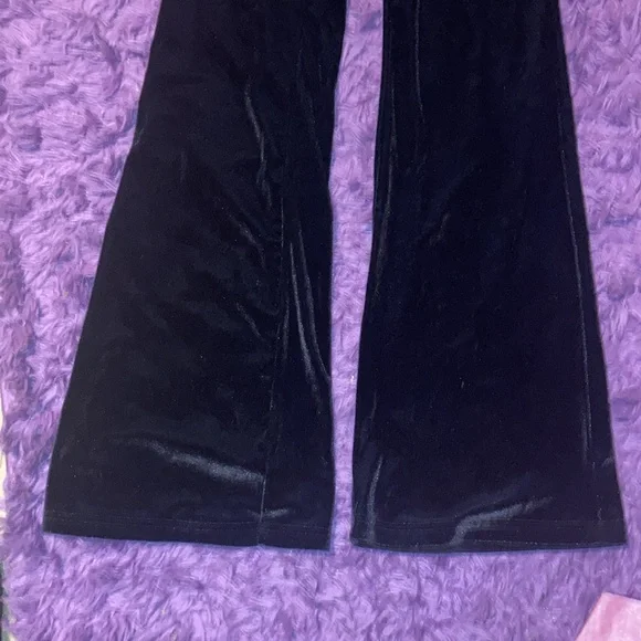 Black Velvet Flare Pants - Picture 2 of 6